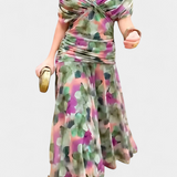 Helena - Vestido longo floral com decote em V