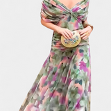 Helena - Vestido longo floral com decote em V