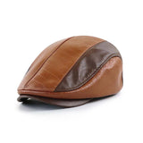Boina retro masculina com costuras em PU de couro de crocodilo