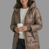 Maria | Casaco longo acolchoado com capuz envolvente