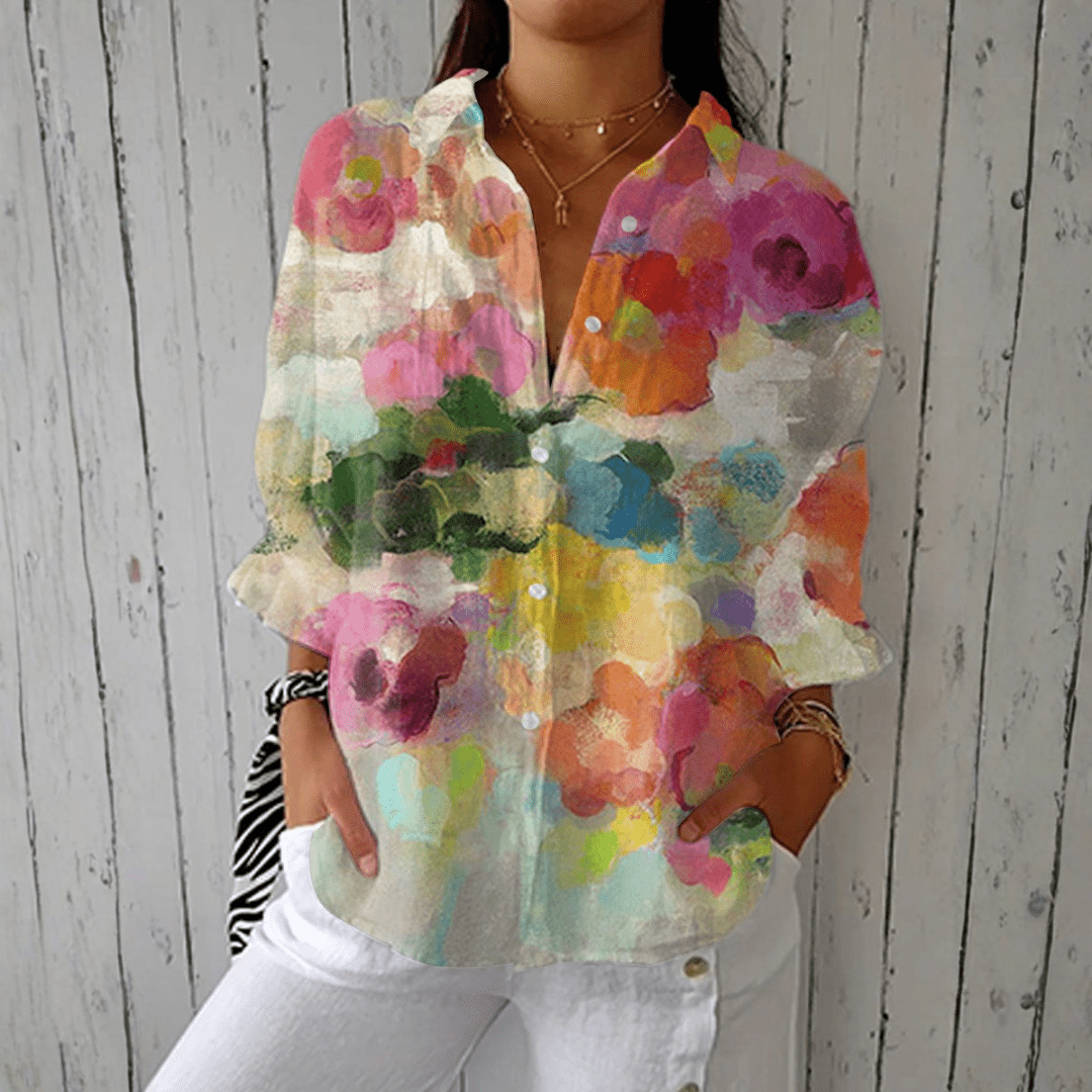 Agnès | Blusa Aquarela com Impressão Floral Elegante - Ines Braga