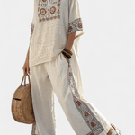 Amália| Conjunto Mediterrâneo Daisy Elegante Em Linho - Ines Braga