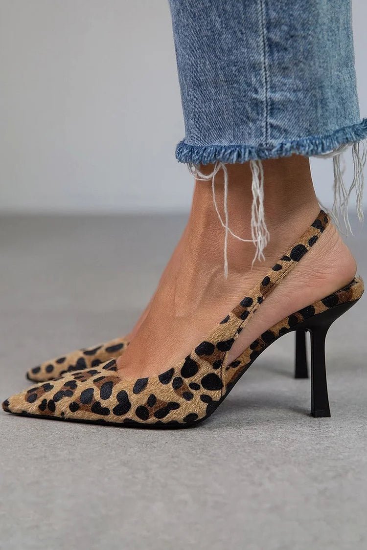 Ambra™ | Sapatos de salto alto com padrão leopardo e tira no calcanhar - Ines Braga