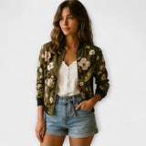 Andreia - Casaco bomber elegante com padrão floral - Ines Braga