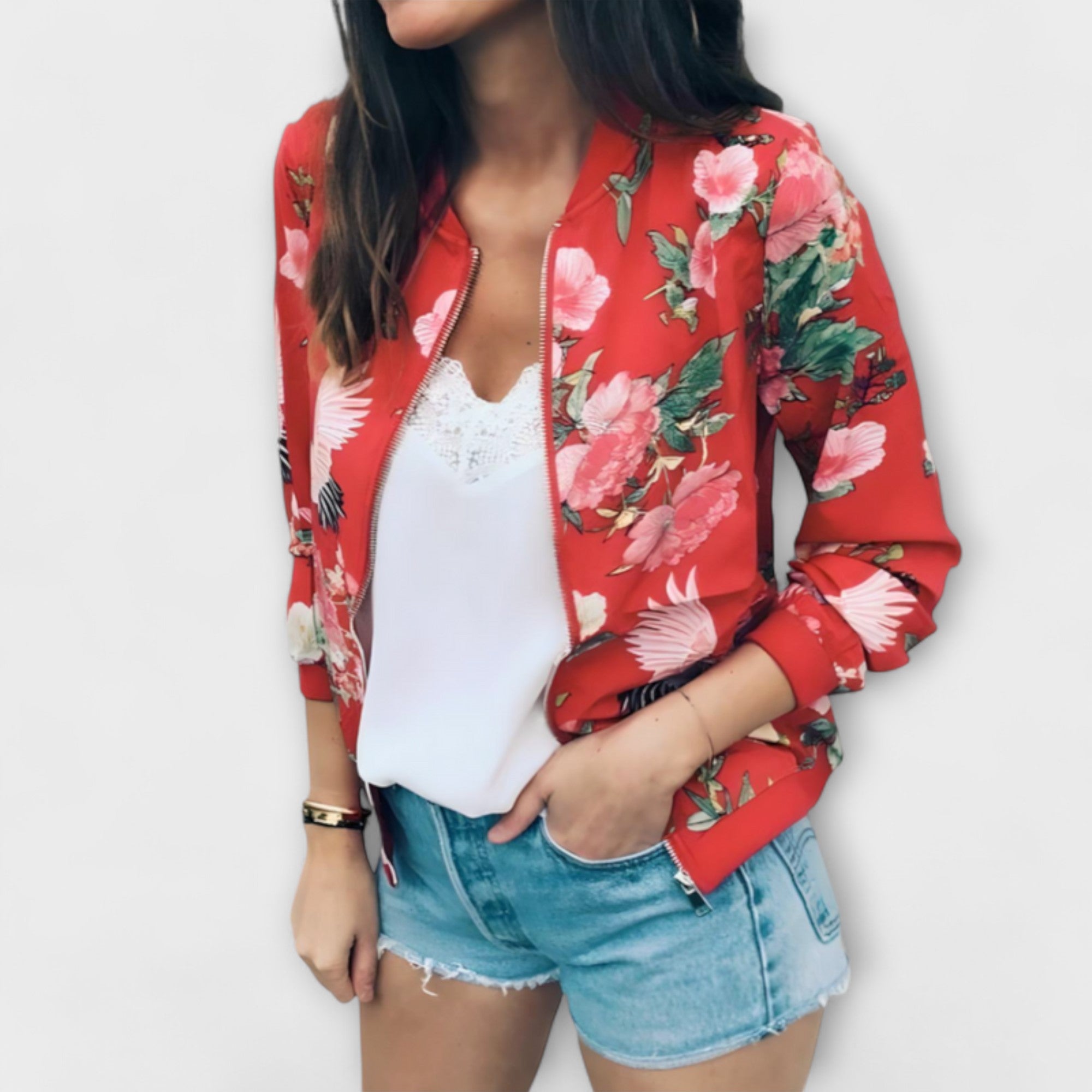 Andreia - Casaco bomber elegante com padrão floral - Ines Braga
