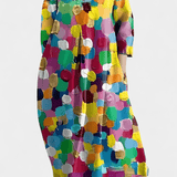 Anne | Vestido Fluido com Decote em V e Estampa Colorida - Ines Braga