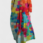 Anne | Vestido Fluido com Decote em V e Estampa Colorida - Ines Braga