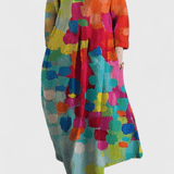 Anne | Vestido Fluido com Decote em V e Estampa Colorida - Ines Braga