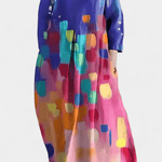 Anne | Vestido Fluido com Decote em V e Estampa Colorida - Ines Braga