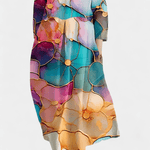 Anne | Vestido Fluido com Decote em V e Estampa Colorida - Ines Braga