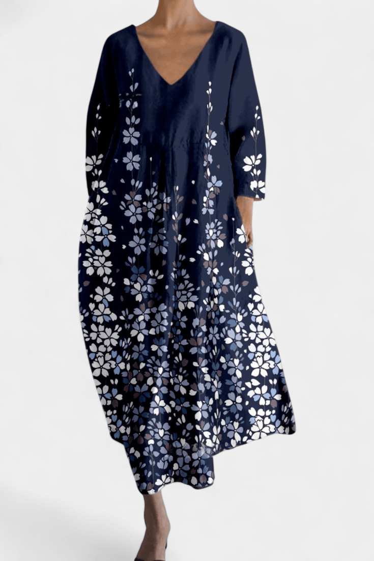 Anne | Vestido Fluido com Decote em V e Estampa Colorida - Ines Braga