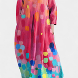 Anne | Vestido Fluido com Decote em V e Estampa Colorida - Ines Braga