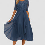 Aura | Vestido de Festa com Renda e Chiffon - Ines Braga