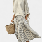 Bárbara | Conjunto Daisy Em Linho De Bambu Listras Elegante - Ines Braga