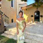 Bárbara | Vestido Maxi em Cetim sem costas - Ines Braga