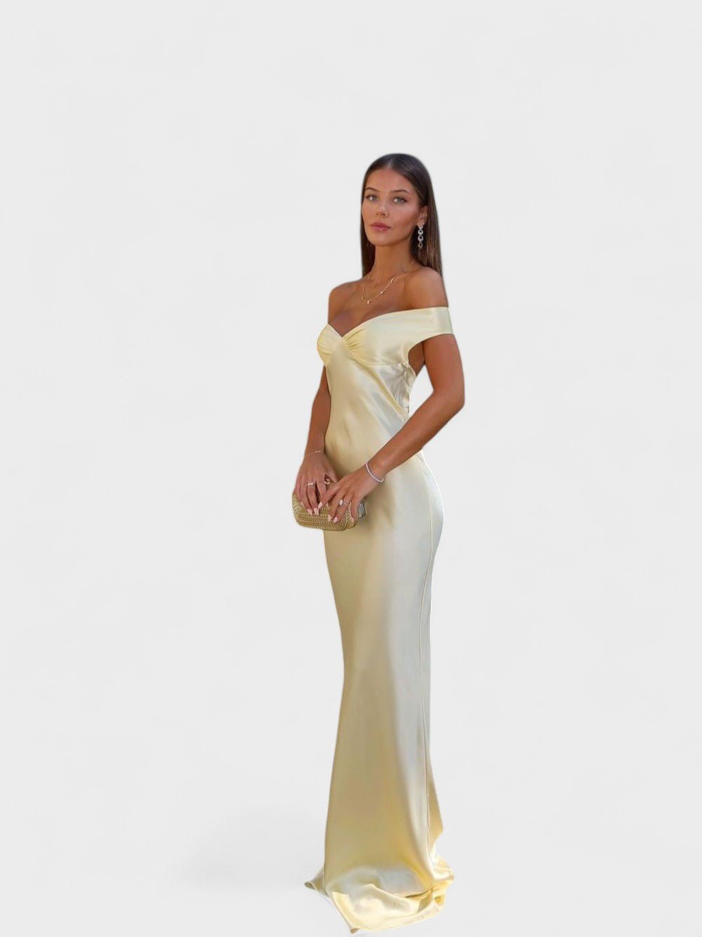 Bárbara | Vestido Maxi em Cetim sem costas - Ines Braga