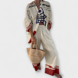 Beatriz | Conjunto De Praia Respirável Estampa De Peixes - Ines Braga