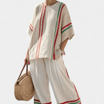 Beatriz | Conjunto Mediterrâneo Daisy Linho Bambu Listras - Ines Braga