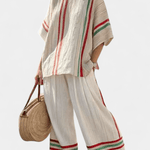 Beatriz | Conjunto Mediterrâneo Daisy Linho Bambu Listras - Ines Braga