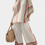 Beatriz | Conjunto Mediterrâneo Daisy Linho Bambu Listras - Ines Braga