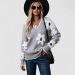 Belinha | Camisola Elegante com Decote em V e Padrão Floral - Ines Braga