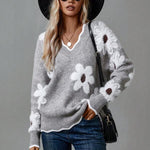 Belinha | Camisola Elegante com Decote em V e Padrão Floral - Ines Braga