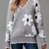 Belinha | Camisola Elegante com Decote em V e Padrão Floral - Ines Braga