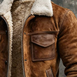 Dinis™ | Casaco em pele natural com forro Sherpa