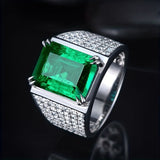 Anel Elsa com Pedra de Esmeralda e Diamantes