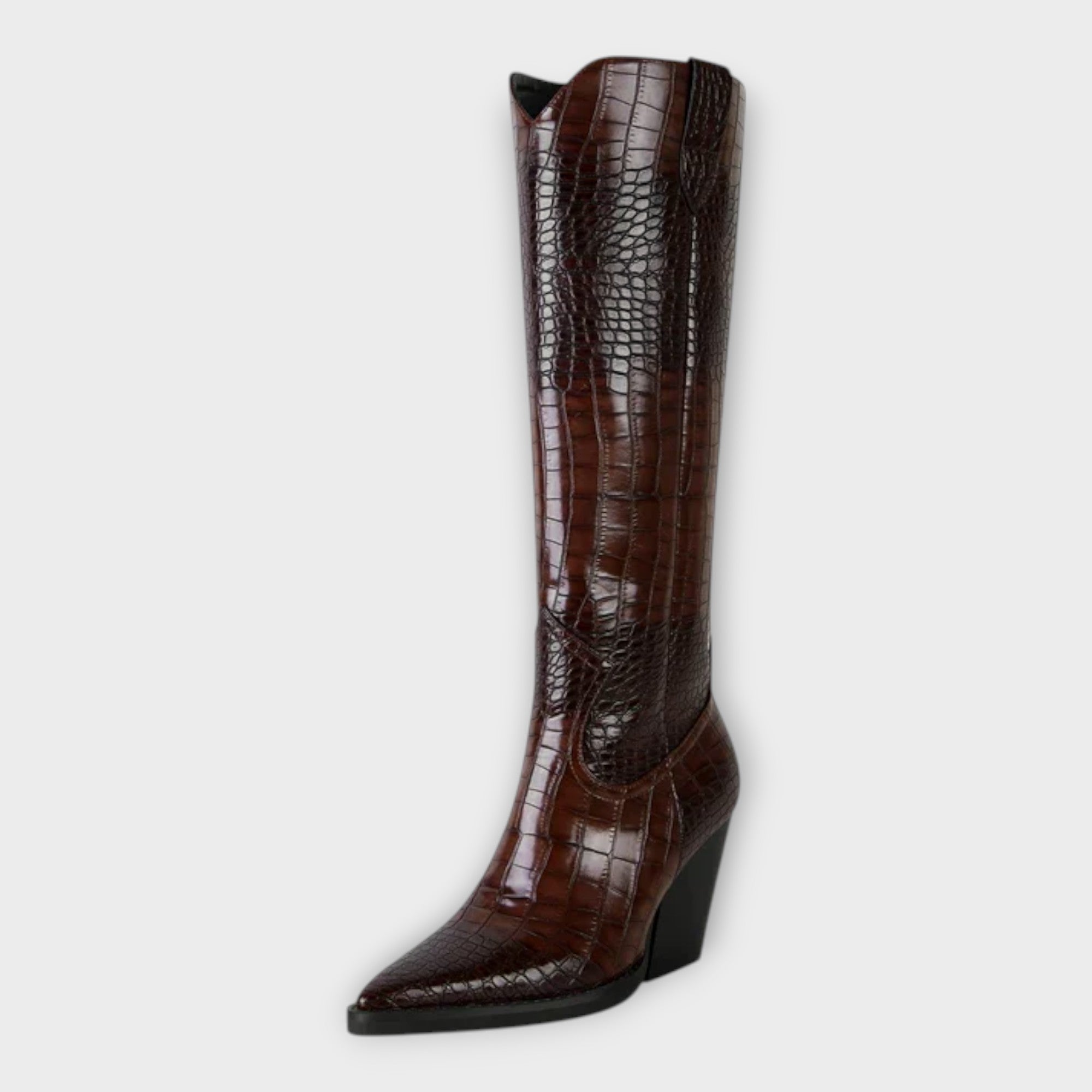 Botas com Design Croco e Salto Elegante - Ines Braga