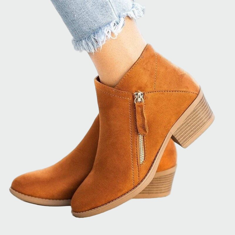 Botas de couro ortopédicas premium com salto para o inverno - Ines Braga