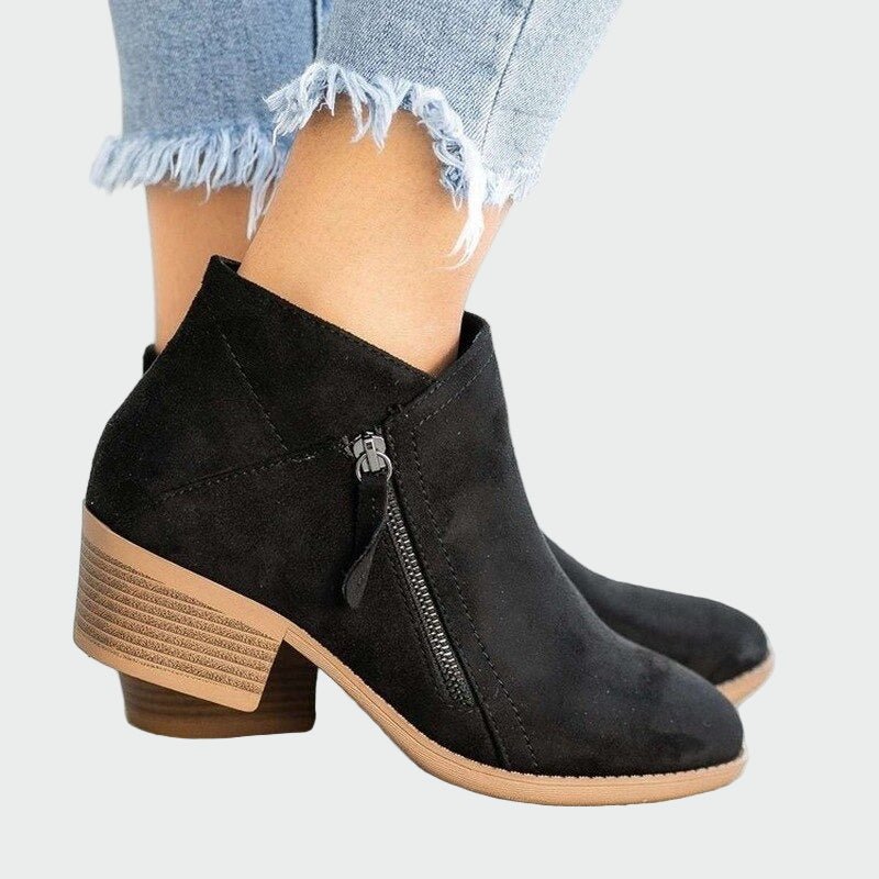 Botas de couro ortopédicas premium com salto para o inverno - Ines Braga