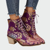 Botins de couro com flores