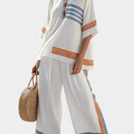 Bruna| Conjunto Étnico Margaridas Branco Azul Laranja - Ines Braga