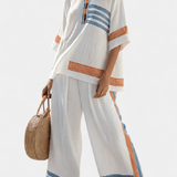 Bruna| Conjunto Étnico Margaridas Branco Azul Laranja - Ines Braga