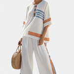 Bruna| Conjunto Étnico Margaridas Branco Azul Laranja - Ines Braga