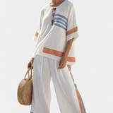 Bruna| Conjunto Étnico Margaridas Branco Azul Laranja - Ines Braga