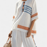 Bruna| Conjunto Étnico Margaridas Branco Azul Laranja - Ines Braga