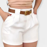 Calções Plissados de Cintura Alta - Ines Braga