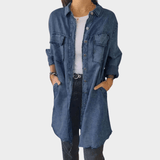 Camisa de ganga com mangas longas e colarinho clássico - Ines Braga