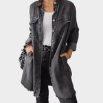 Camisa de ganga com mangas longas e colarinho clássico - Ines Braga