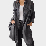 Camisa de ganga com mangas longas e colarinho clássico - Ines Braga