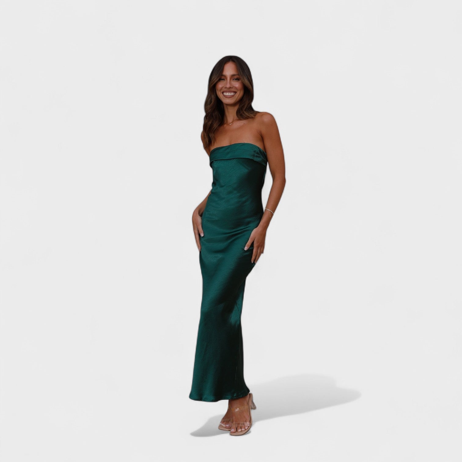 Carmen | Vestido de cetim sem mangas - Ines Braga