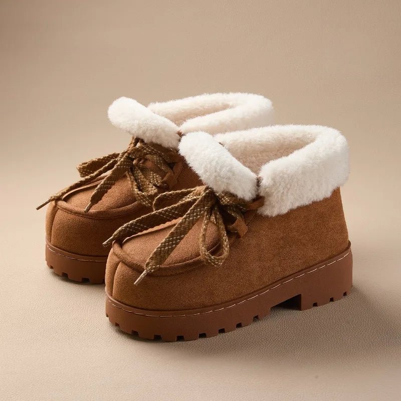 Caty | Botas com plataforma em camurça sintética com toque fofo e quente - Ines Braga