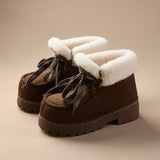 Caty | Botas com plataforma em camurça sintética com toque fofo e quente - Ines Braga