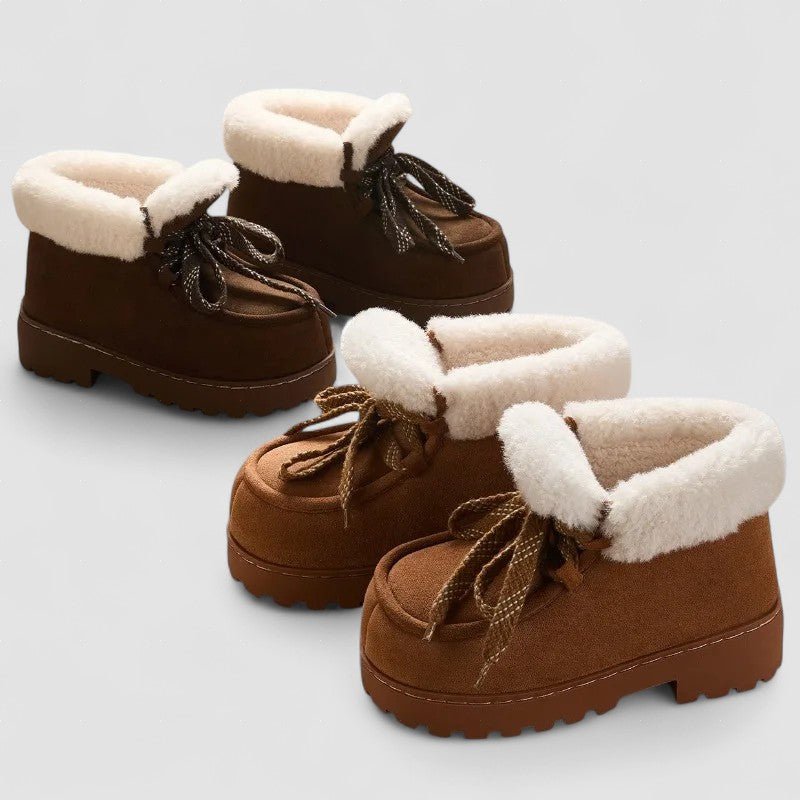 Caty | Botas com plataforma em camurça sintética com toque fofo e quente - Ines Braga