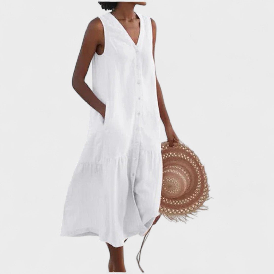 Celeste | Vestido com Decote em V - Ines Braga