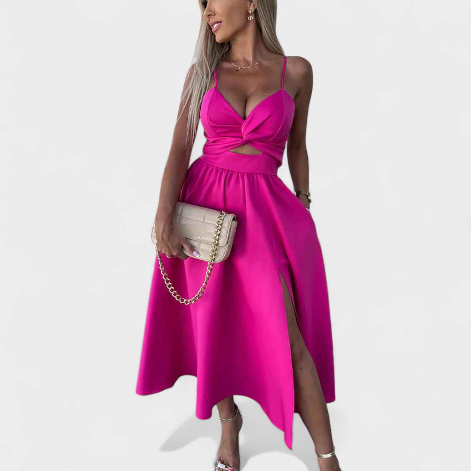 Cielo Divino – Vestido Midi con Abertura Frontal - Ines Braga