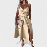 Cielo Divino – Vestido Midi con Abertura Frontal - Ines Braga