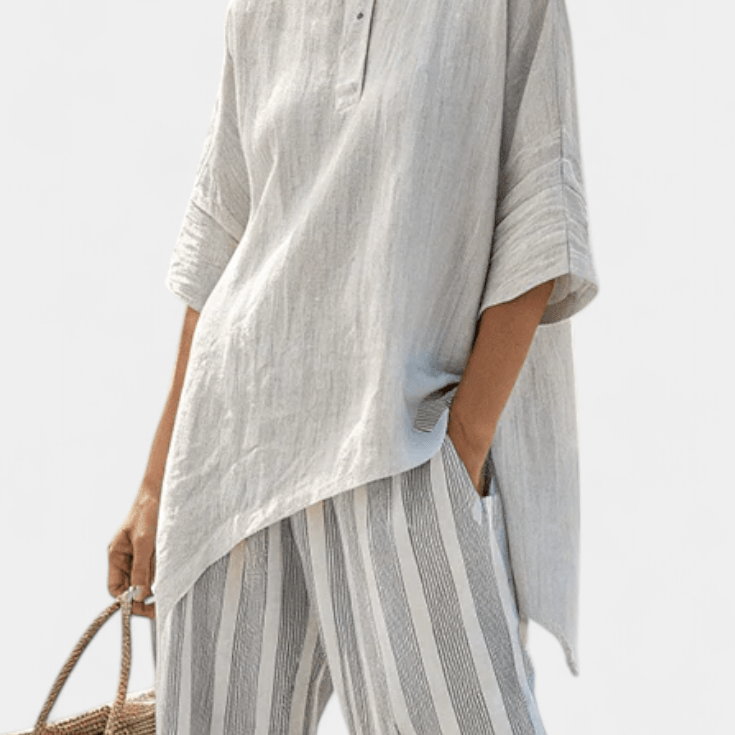 Clarisse | Conjunto Daisy Blusa Assimétrica Elegante Conforto - Ines Braga